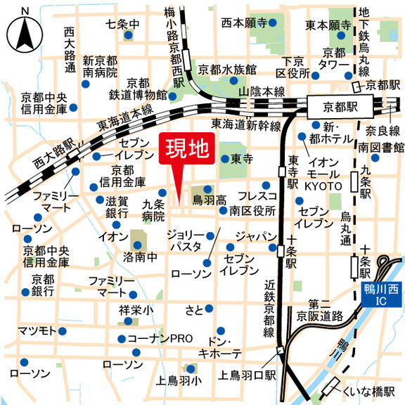 京都府京都市南区唐橋経田町(住宅地図)