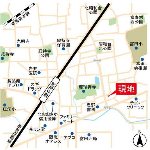 大阪府高槻市昭和台町２丁目(デフォルメ地図)