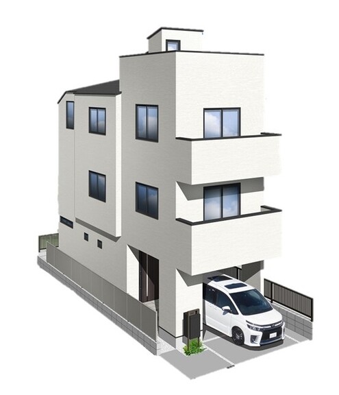 神奈川県川崎市中原区井田杉山町(建物完成予想図：図面をもとに描き起こしたもので実際には異なります。（車は販売価格に含まれません）)