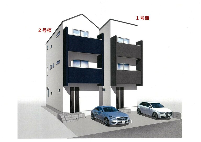 神奈川県大和市鶴間１丁目(完成予想図※図面を基に描き起こしたもので、実際とは多少異なる場合があります。※絵図中の車は配置例を示したもので、販売価格には含まれません。)