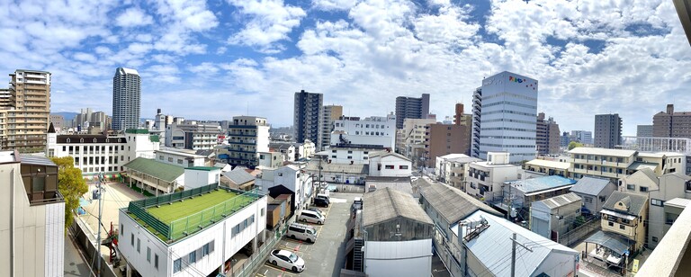 コージースクエア今福鶴見(南側眺望（パノラマ）：前面棟がないため、陽当たり良好です♪)