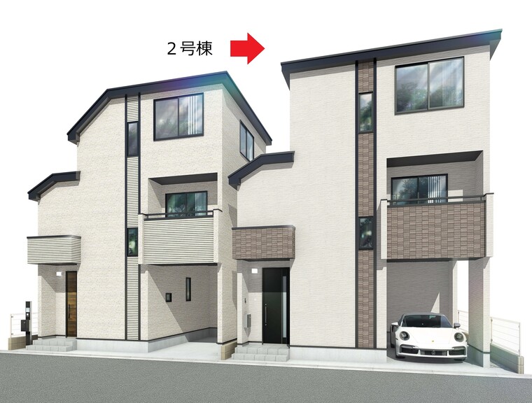 東京都大田区大森東４丁目(【完成予想図】図面を基に描いたもので、実際とは多少異なる場合があります。車は配置例を示したもので、販売価格に含まれません。 2024年4月7日 家具等は販売対象に含まれません。)